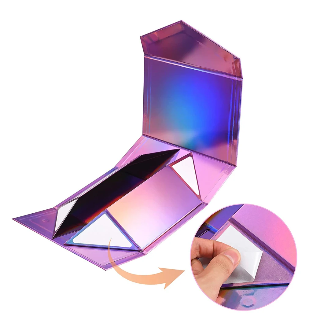 Custom Logo Holographic Foldable Magnetic Premium Clothing Cardboard Packing Box