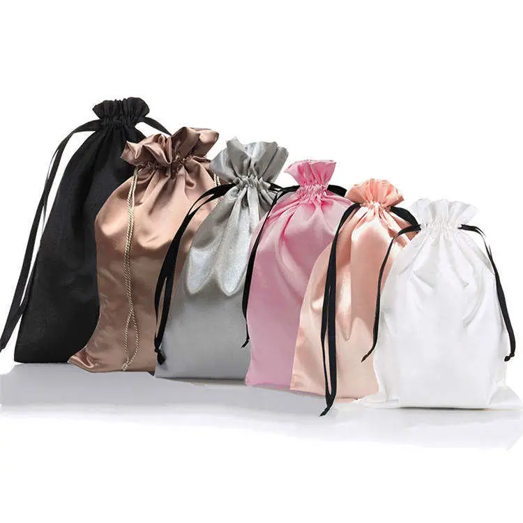 Wholesale Market Custom Logo Satin Silk Drawstring Bag for Gift Packaging