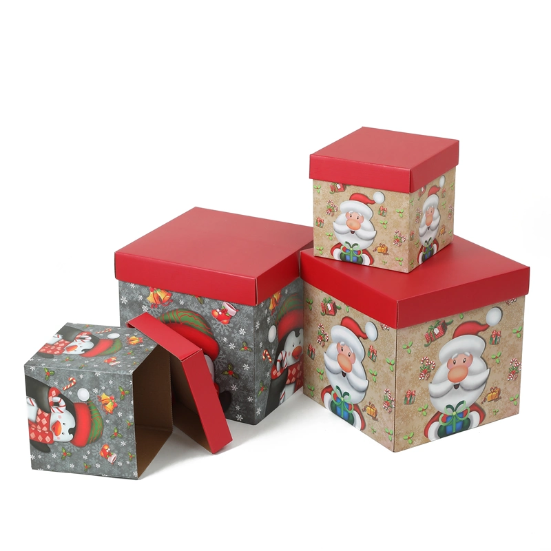 Custom Santa Corrugated Lid and Base Cardboard Gift Box Paper Packaging Box for Christmas Gift