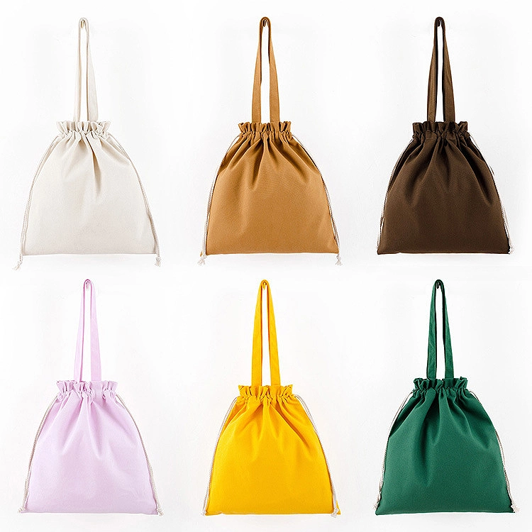 Manufacturer Wholesale Direct Blank Colour Custom Drawstring Tote Canvas Satin Handle Drawstring Handle Bag