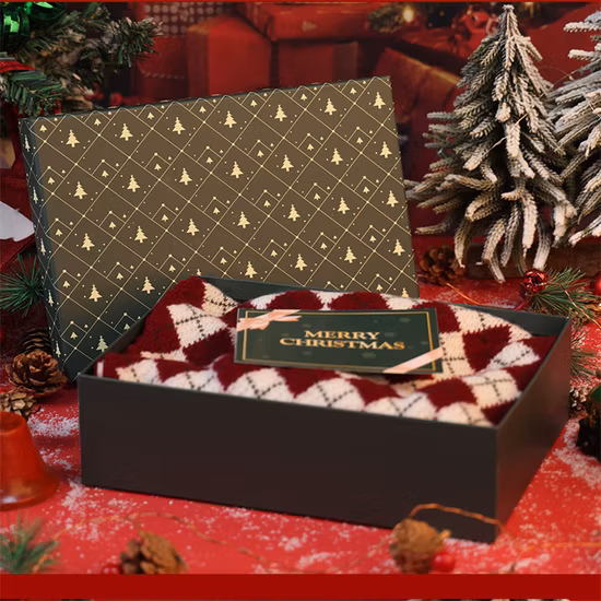 Caja de embalaje de papel de caja de regalo de cartón con tapa y base corrugada de Santa personalizada para regalo de Navidad