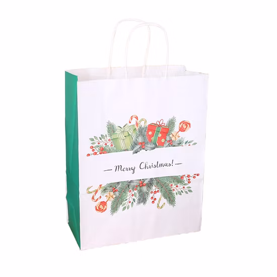 Bolsa de papel de regalo de Navidad encantadora y duradera personalizada para compras y embalaje