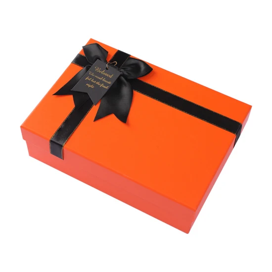 Caja de regalo de papel rígido de alta calidad con logotipo personalizado para empaquetar cosméticos/perfumes/zapatos, tapa de cartón y caja de flores base con nudo de lazo