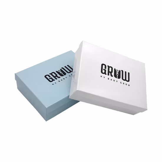 Logotipo personalizado Impreso Cartón Hoja de oro Tapa azul y Caja de regalo de papel base